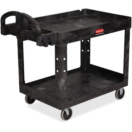 RUBBERMAID COMMERCIAL Resin; Polypropylene Medium Utility Cart with Lipped Shelf, 2 Shelves, 500 lb RCP452088BK